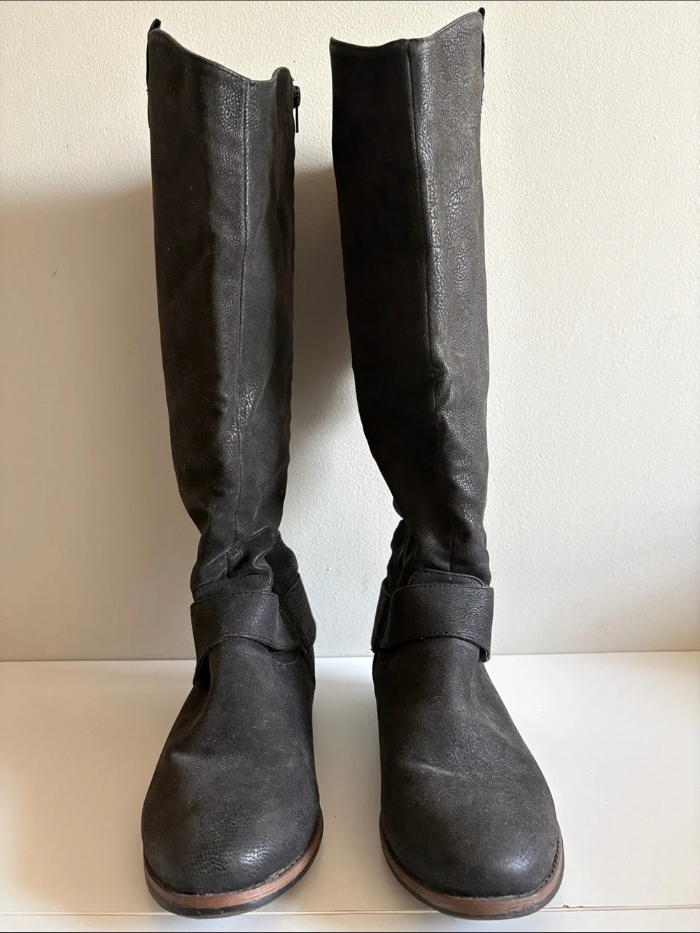 Maurices Laura Wide Calf Black Buckle Riding Boots Size 9.5 Moto